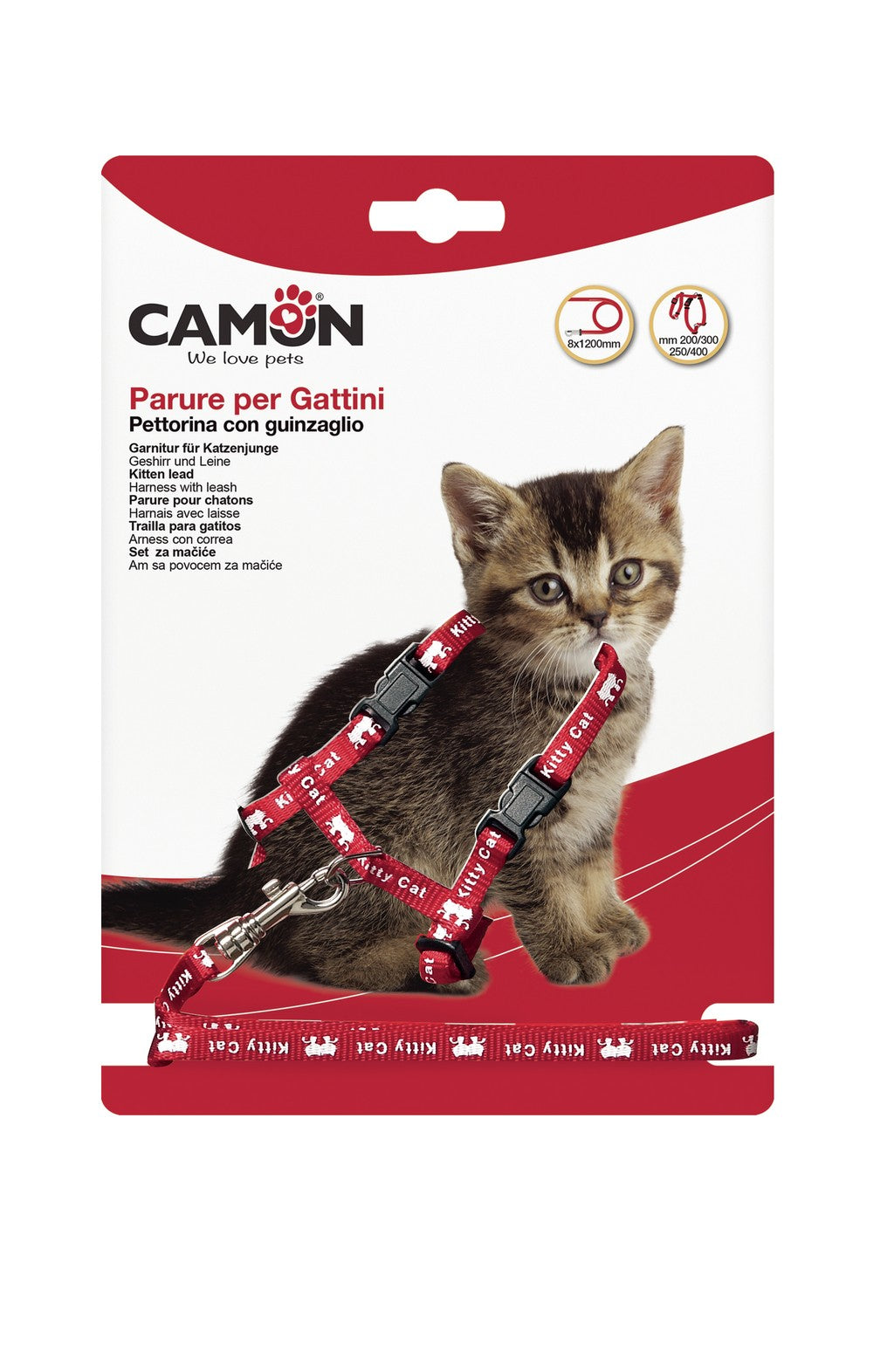 Camon Parure Pettorina e Guinzaglio per Gattini – Colori Assortiti Camon Parure Pettorina e Guinzaglio per Gattini – Colori Assortiti